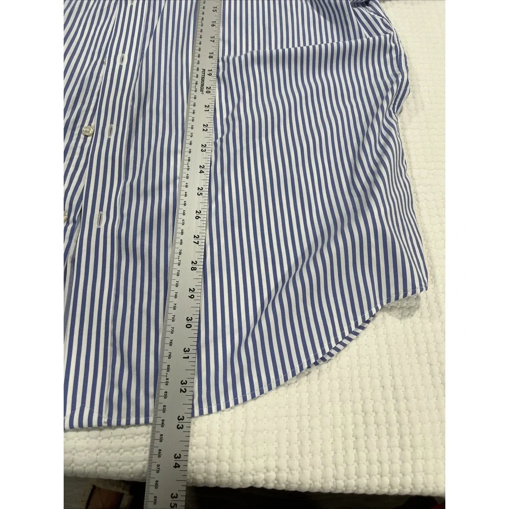 Polo Ralph Lauren Shirt Mens 2XL Blue Stripe Classic Fit Performance Long Sleeve